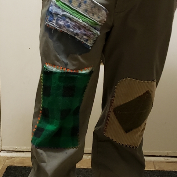 InkBlot Space Hippo Trouser Custom Patchwork Visible Mending Hand Stitched - Picture 16 of 16